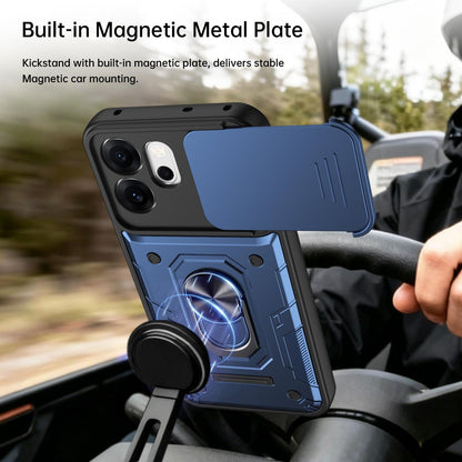 For OPPO Reno15 Pro 5G Global Nanshan Armor Sliding Camshield Ring Holder Phone Case - Orange - EDA009753004A