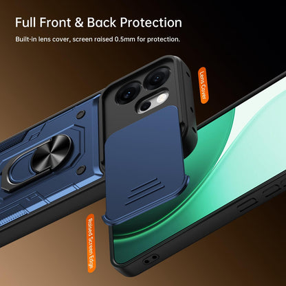 For OPPO Reno15 Pro 5G Global Nanshan Armor Sliding Camshield Ring Holder Phone Case - Black - EDA009753004C