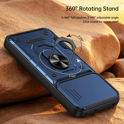 For OPPO Reno15 Pro 5G Global Nanshan Armor Sliding Camshield Ring Holder Phone Case - Red - EDA009753004D