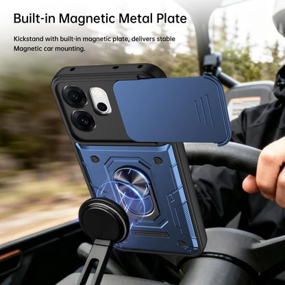 For OPPO Reno15 Pro 5G Global Nanshan Armor Sliding Camshield Ring Holder Phone Case - Purple - EDA009753004E