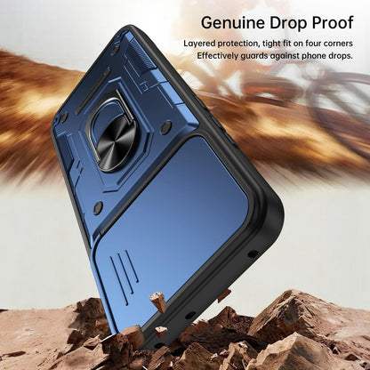 For OPPO Reno15 Pro 5G Global Nanshan Armor Sliding Camshield Ring Holder Phone Case - Purple - EDA009753004E