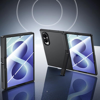For Galaxy Z Fold8 5G Skin Feel Frosted Spray-Coated PC Hinge Holder Integrated Film Phone Case - Black - EDA009757301A