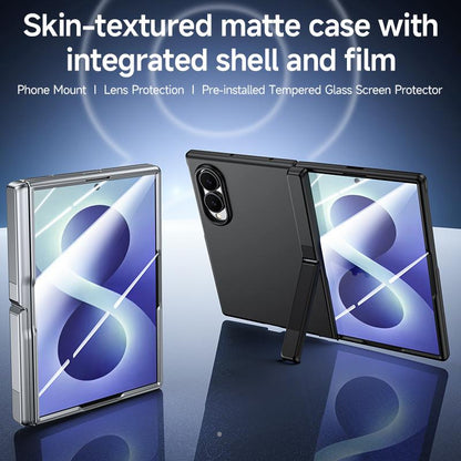 For Galaxy Z Fold8 5G Skin Feel Frosted Spray-Coated PC Hinge Holder Integrated Film Phone Case - Blue - EDA009757301C