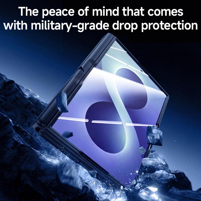 For Galaxy Z Fold8 5G Skin Feel Frosted Spray-Coated PC Hinge Holder Integrated Film Phone Case - Blue - EDA009757301C
