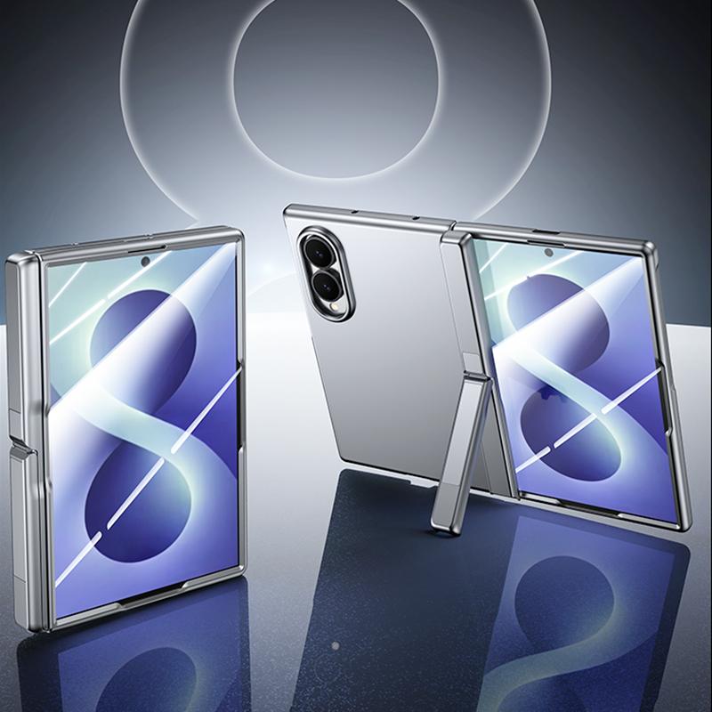 For Galaxy Z Fold8 5G Skin Feel Frosted Spray-Coated PC Hinge Holder Integrated Film Phone Case - Silver - EDA009757301D