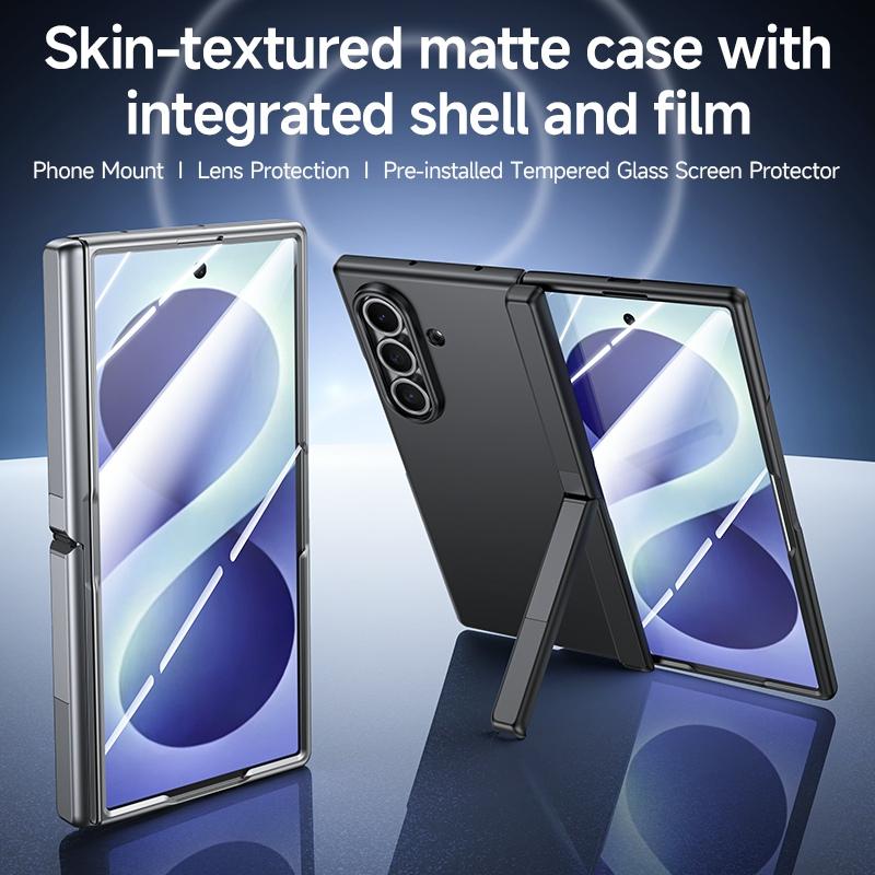 For Galaxy Z Fold8 Ultra 5G Skin Feel Frosted Spray-Coated PC Hinge Holder Integrated Film Phone Case - Purple - EDA009757302B