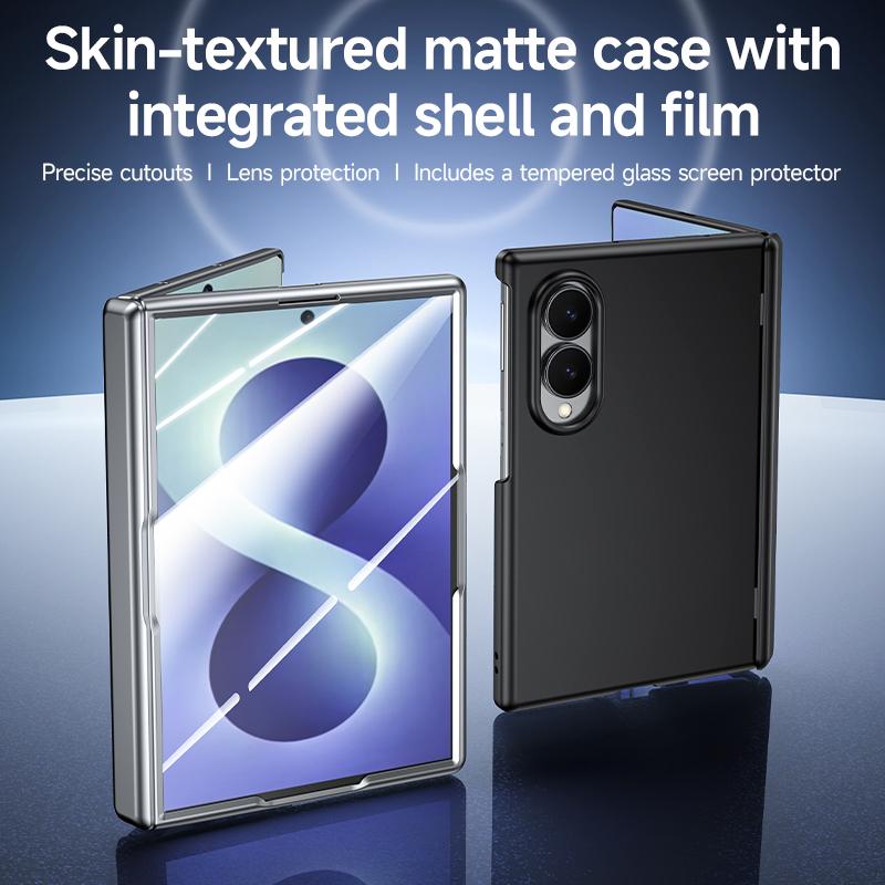 For Galaxy Z Fold8 5G Skin Feel Frosted Spray-Coated PC Hinge Integrated Film Phone Case - Black - EDA009757601A