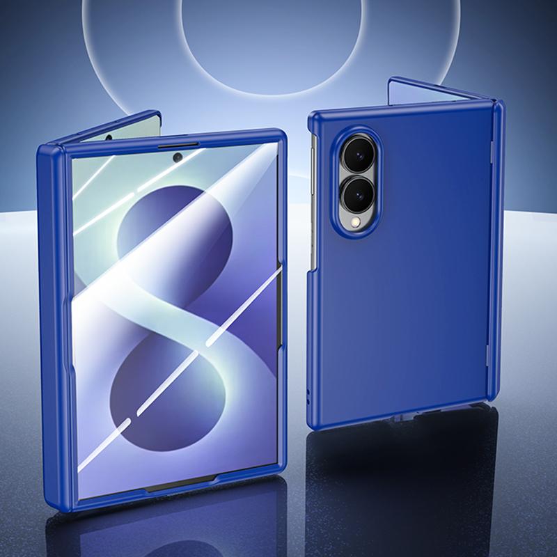 For Galaxy Z Fold8 5G Skin Feel Frosted Spray-Coated PC Hinge Integrated Film Phone Case - Blue - EDA009757601C
