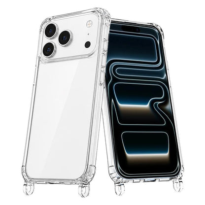 For iPhone 17 Pro Clear Acrylic Airbag Phone Case with Lanyard Holes - Transparent - EDA009757702A