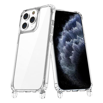 For iPhone 11 Pro Max Clear Acrylic Airbag Phone Case with Lanyard Holes - Transparent - EDA009757725A