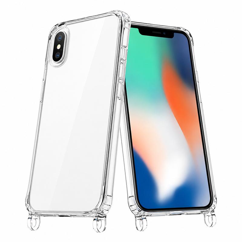 For iPhone X / XS Clear Acrylic Airbag Phone Case with Lanyard Holes - Transparent - EDA009757728A