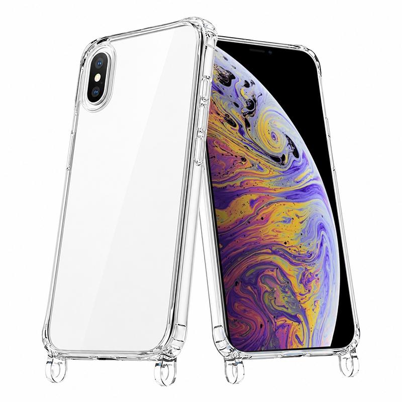 For iPhone XS Max Clear Acrylic Airbag Phone Case with Lanyard Holes - Transparent - EDA009757730A