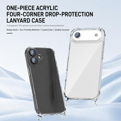 For iPhone 12 Pro Max Clear Acrylic Airbag Phone Case with Lanyard Holes - Transparent - EDA009757723A