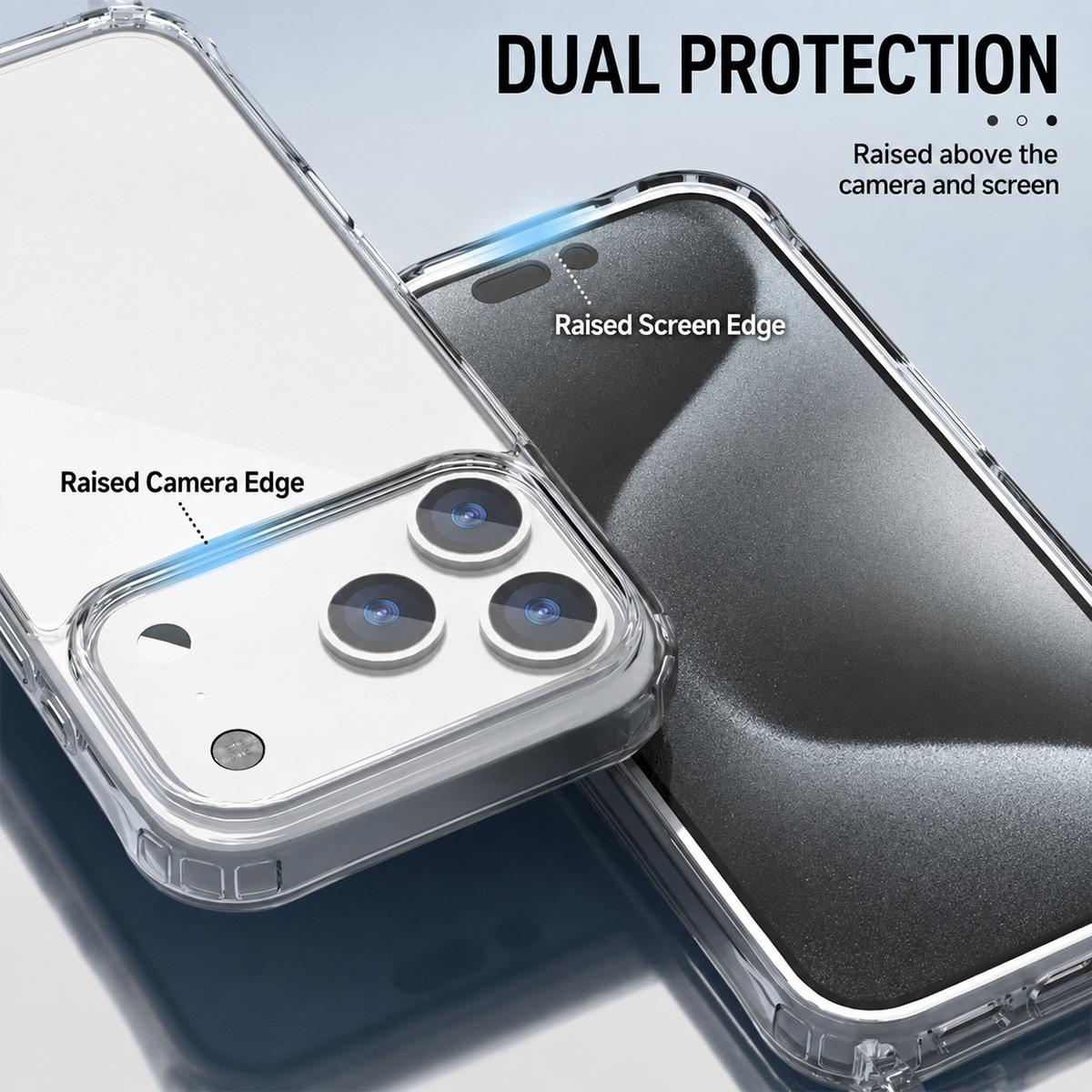 For iPhone 14 Clear Acrylic Airbag Phone Case with Lanyard Holes - Transparent - EDA009757714A
