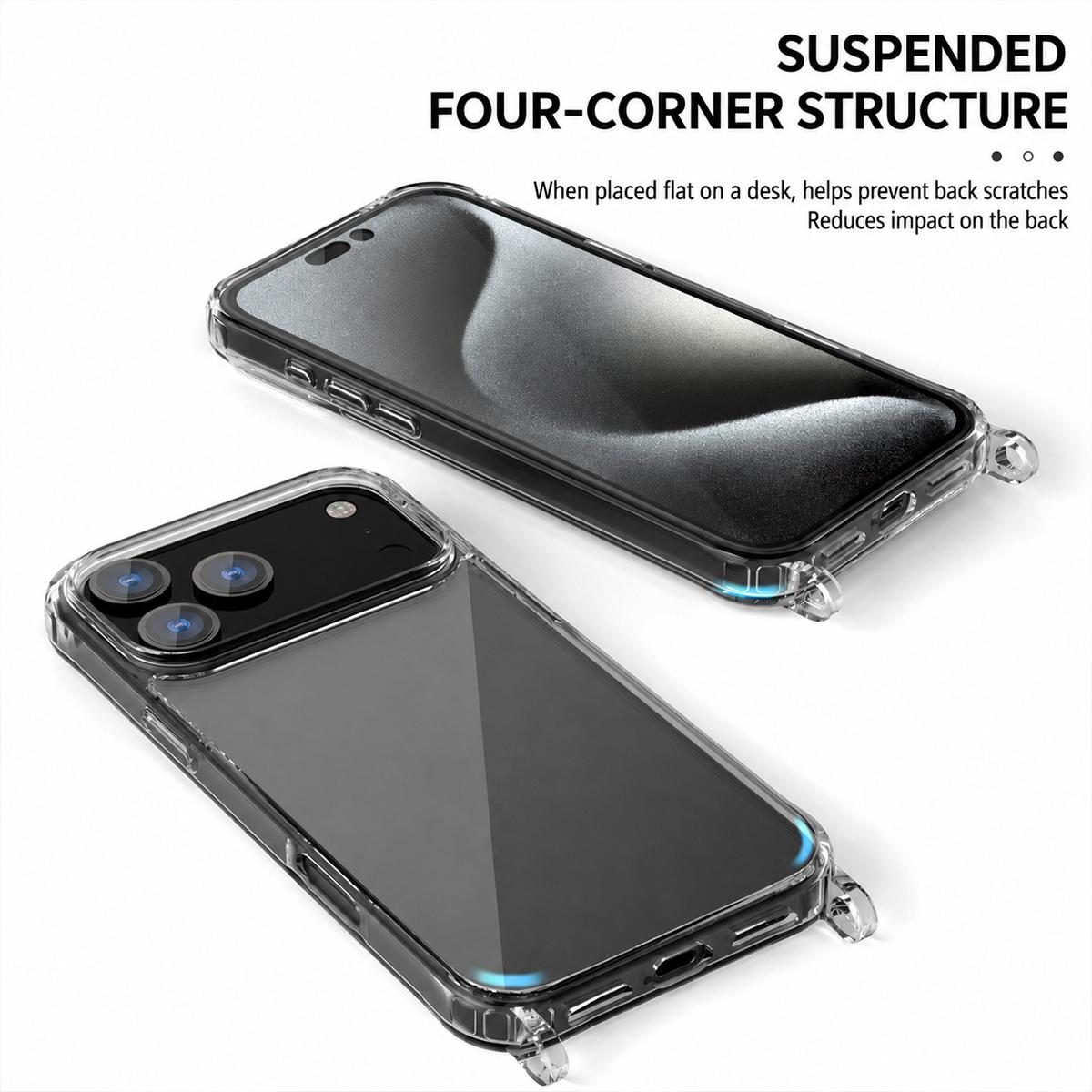For iPhone 11 Pro Clear Acrylic Airbag Phone Case with Lanyard Holes - Transparent - EDA009757727A