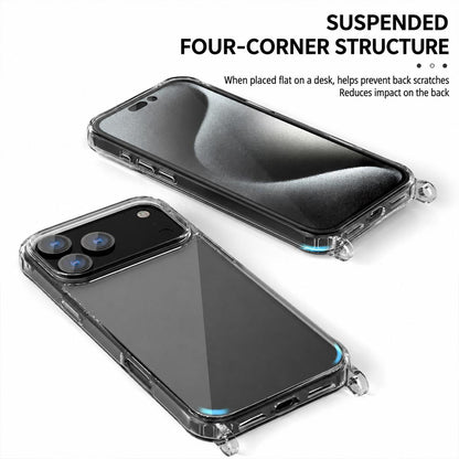 For iPhone 16 Pro Max Clear Acrylic Airbag Phone Case with Lanyard Holes - Transparent - EDA009757705A