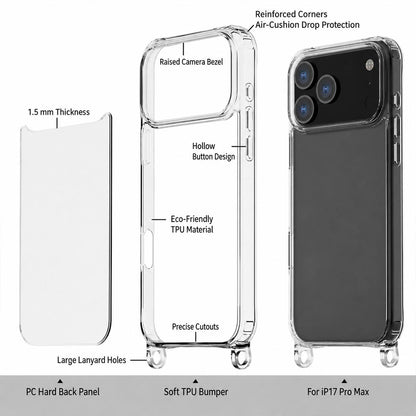For iPhone 12 mini Clear Acrylic Airbag Phone Case with Lanyard Holes - Transparent - EDA009757724A