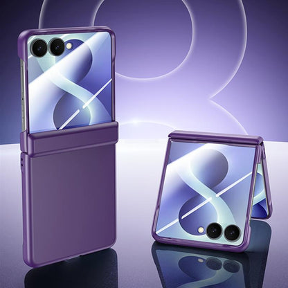 For Galaxy Z Flip8 5G Skin Feel Frosted Spray-Coated PC Hinge Integrated Film Phone Case - Purple - EDA009758101B