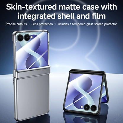 For Galaxy Z Flip8 5G Skin Feel Frosted Spray-Coated PC Hinge Integrated Film Phone Case - Purple - EDA009758101B