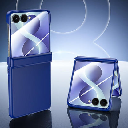 For Galaxy Z Flip8 5G Skin Feel Frosted Spray-Coated PC Hinge Integrated Film Phone Case - Blue - EDA009758101C