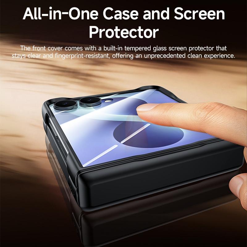 For Galaxy Z Flip8 5G Skin Feel Frosted Spray-Coated PC Hinge Integrated Film Phone Case - Orange - EDA009758101E