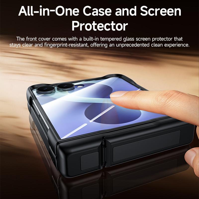 For Galaxy Z Flip8 5G Skin Feel Frosted Spray-Coated PC Hinge Holder Integrated Film Phone Case - Purple - EDA009758401B