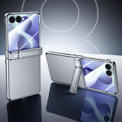 For Galaxy Z Flip8 5G Skin Feel Frosted Spray-Coated PC Hinge Holder Integrated Film Phone Case - Silver - EDA009758401D