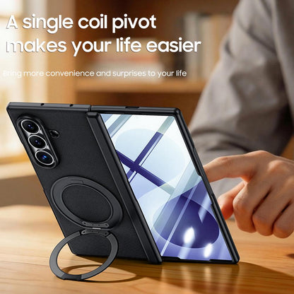 For Galaxy Z Fold8 Ultra 5G Spring Hinge Vegan Leather 360 Magnetic Holder Integrated Film Phone Case - Blue - EDA009759402B