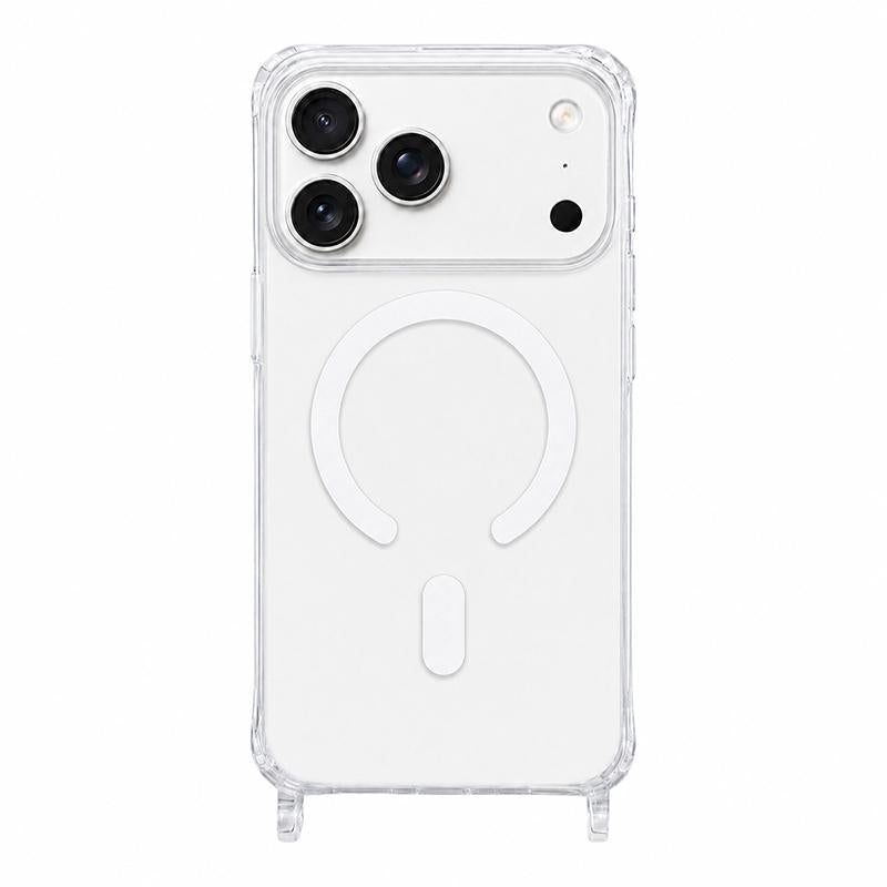 For iPhone 17 Pro Clear Acrylic Airbag Magnetic Phone Case with Lanyard Holes - Transparent - EDA009759802A