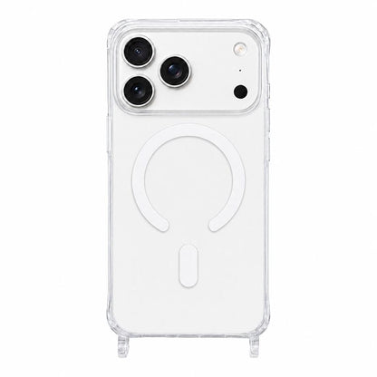 For iPhone 17 Pro Clear Acrylic Airbag Magnetic Phone Case with Lanyard Holes - Transparent - EDA009759802A