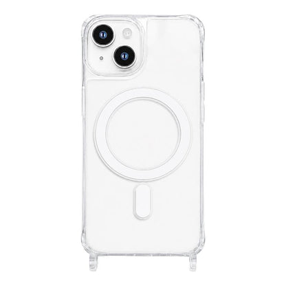 For iPhone 15 Plus Clear Acrylic Airbag Magnetic Phone Case with Lanyard Holes - Transparent - EDA009759811A