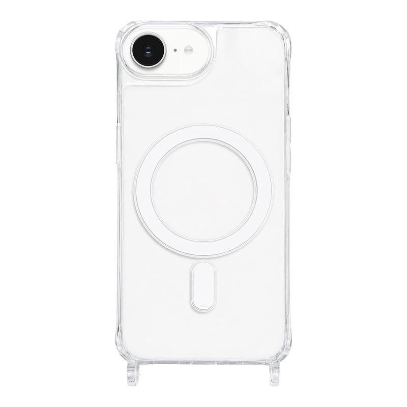 For iPhone 17e / 16e Clear Acrylic Airbag Magnetic Phone Case with Lanyard Holes - Transparent - EDA009759822A