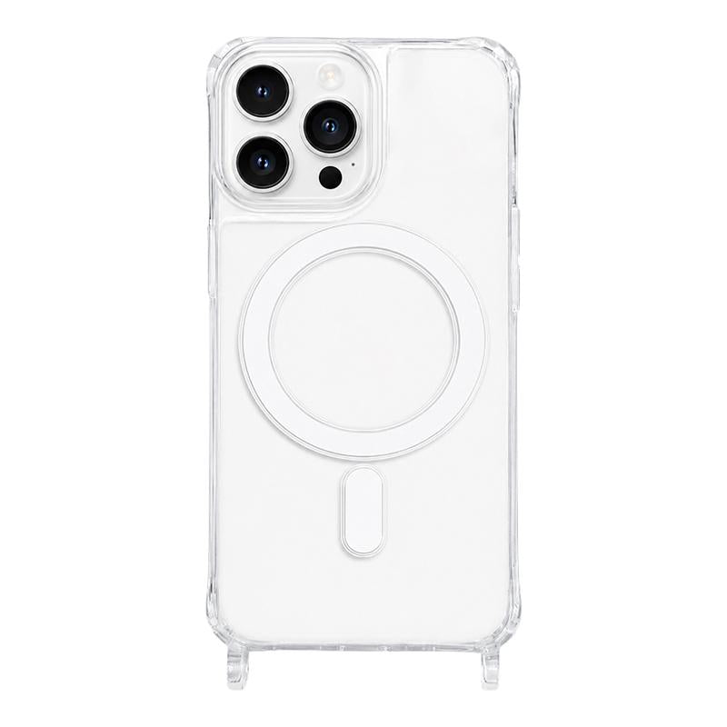 For iPhone 12 Pro Clear Acrylic Airbag Magnetic Phone Case with Lanyard Holes - Transparent - EDA009759824A
