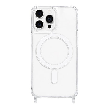 For iPhone 12 Pro Clear Acrylic Airbag Magnetic Phone Case with Lanyard Holes - Transparent - EDA009759824A