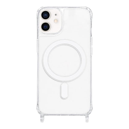 For iPhone 12 mini Clear Acrylic Airbag Magnetic Phone Case with Lanyard Holes - Transparent - EDA009759825A