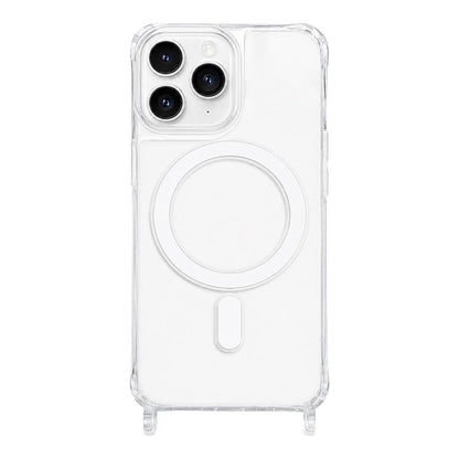 For iPhone 11 Pro Max Clear Acrylic Airbag Magnetic Phone Case with Lanyard Holes - Transparent - EDA009759826A