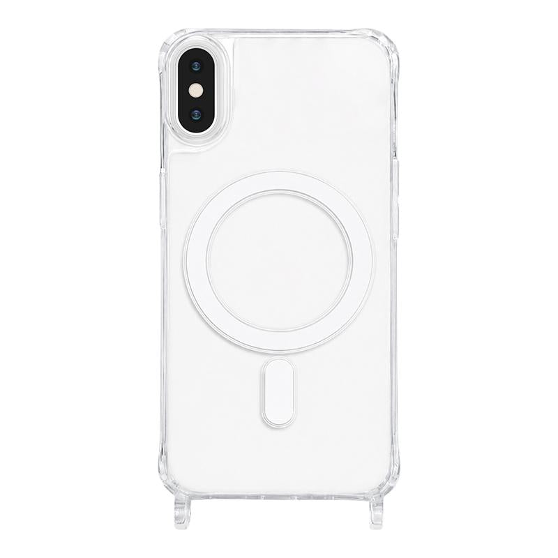 For iPhone X / XS Clear Acrylic Airbag Magnetic Phone Case with Lanyard Holes - Transparent - EDA009759829A