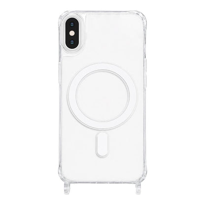 For iPhone X / XS Clear Acrylic Airbag Magnetic Phone Case with Lanyard Holes - Transparent - EDA009759829A