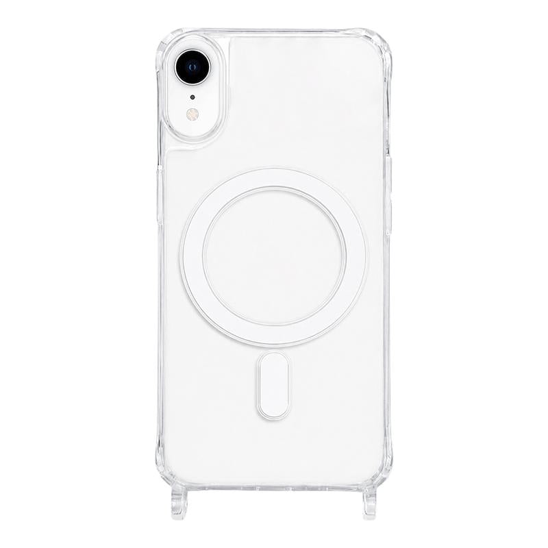 For iPhone XR Clear Acrylic Airbag Magnetic Phone Case with Lanyard Holes - Transparent - EDA009759830A