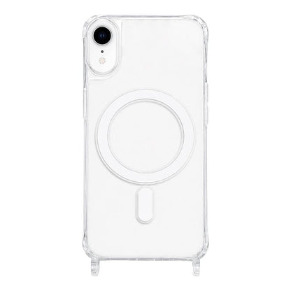 For iPhone XR Clear Acrylic Airbag Magnetic Phone Case with Lanyard Holes - Transparent - EDA009759830A