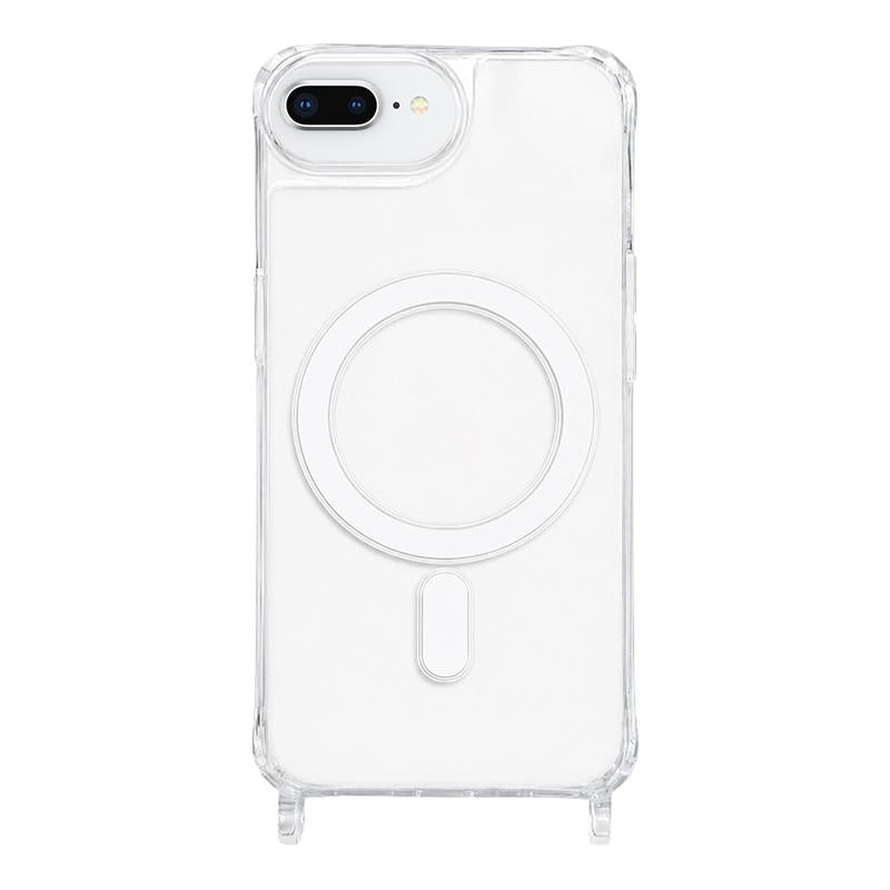 For iPhone 8 Plus / 7 Plus Clear Acrylic Airbag Magnetic Phone Case with Lanyard Holes - Transparent - EDA009759832A