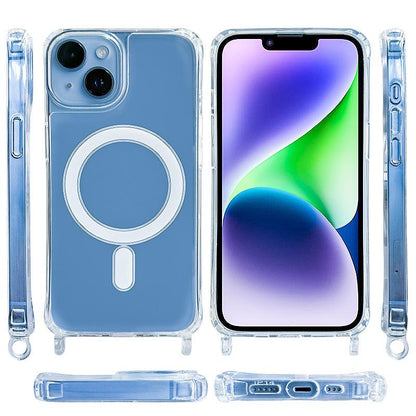 For iPhone X / XS Clear Acrylic Airbag Magnetic Phone Case with Lanyard Holes - Transparent - EDA009759829A