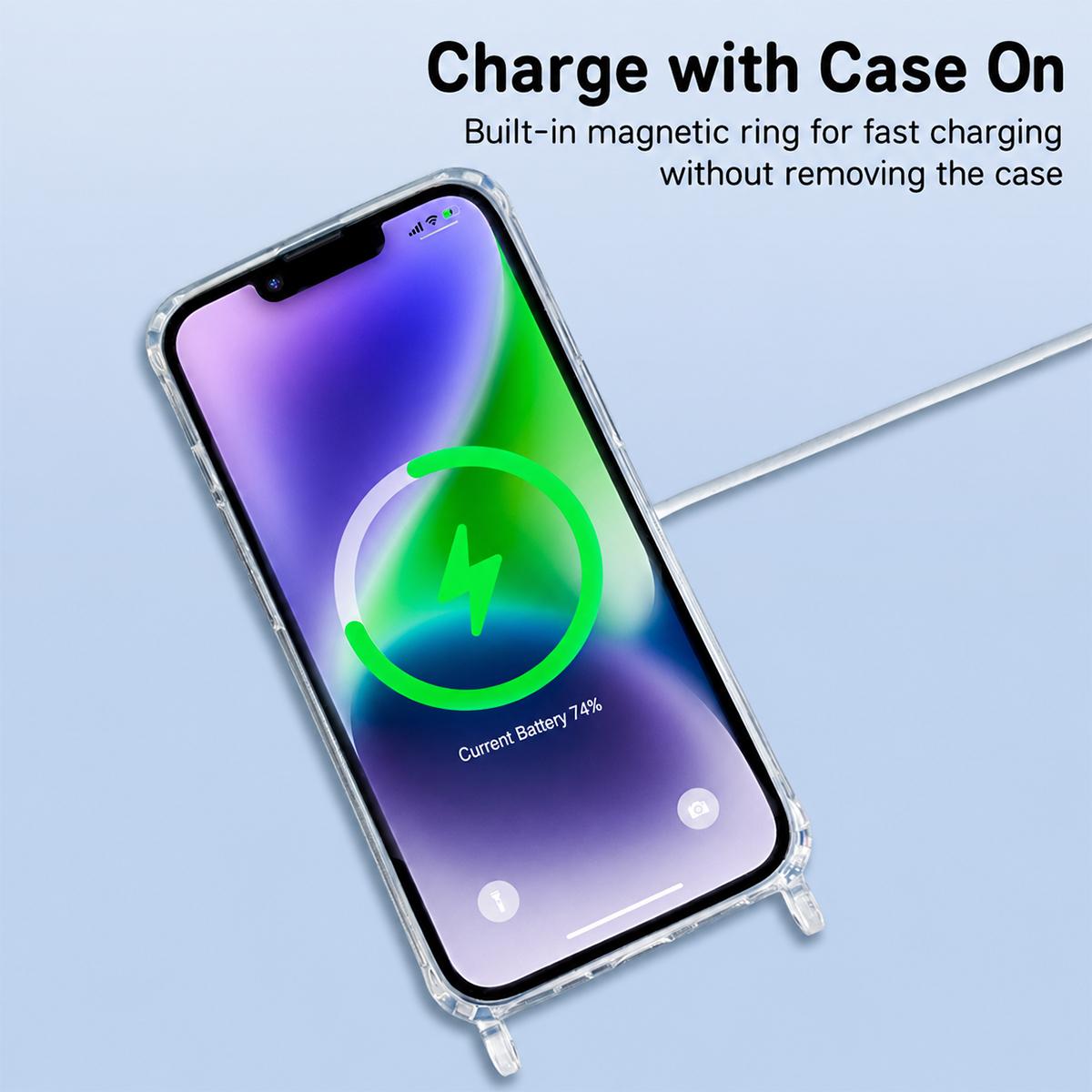For iPhone 11 Pro Max Clear Acrylic Airbag Magnetic Phone Case with Lanyard Holes - Transparent - EDA009759826A