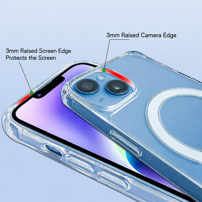 For iPhone 15 Pro Max Clear Acrylic Airbag Magnetic Phone Case with Lanyard Holes - Transparent - EDA009759809A