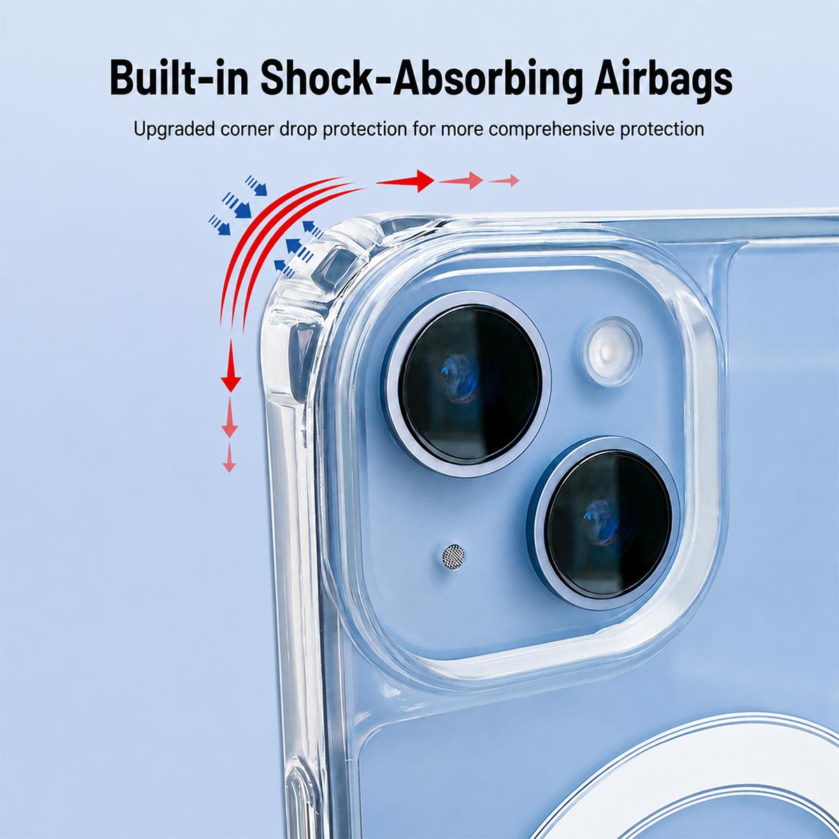 For iPhone 12 Pro Clear Acrylic Airbag Magnetic Phone Case with Lanyard Holes - Transparent - EDA009759824A
