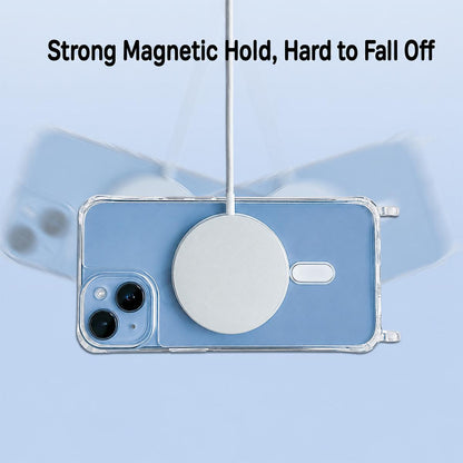 For iPhone 12 Pro Clear Acrylic Airbag Magnetic Phone Case with Lanyard Holes - Transparent - EDA009759824A