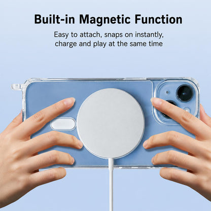For iPhone 12 Pro Max Clear Acrylic Airbag Magnetic Phone Case with Lanyard Holes - Transparent - EDA009759823A