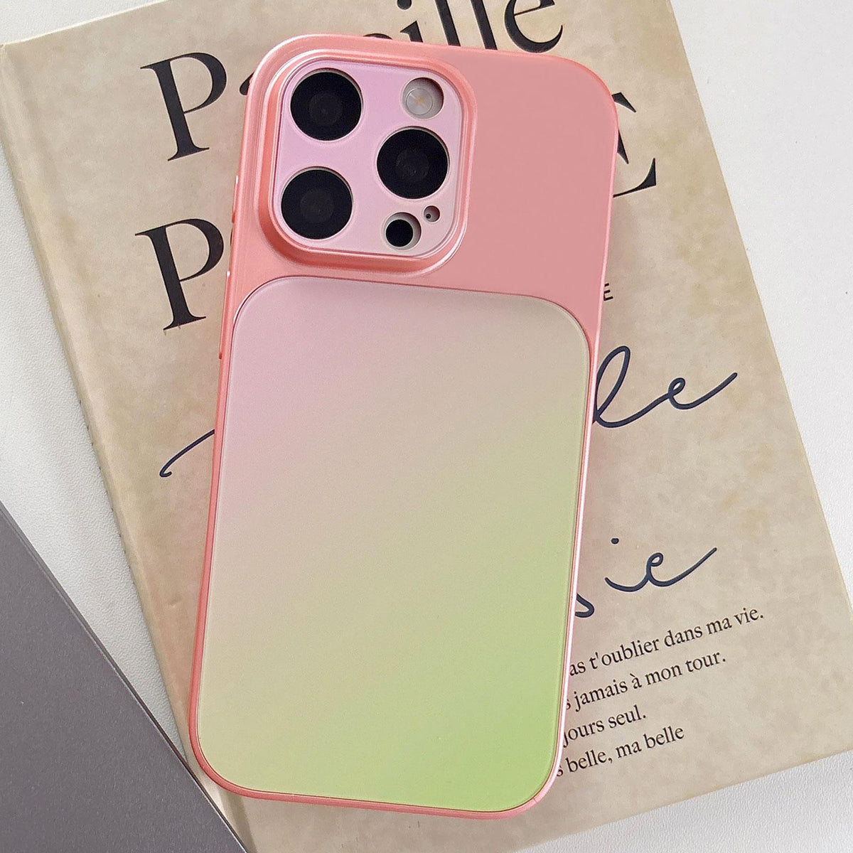 For iPhone 15 Pro Max Matte Finish Gradient Color Acrylic + PC Phone Case - Pink - EDA009762507D
