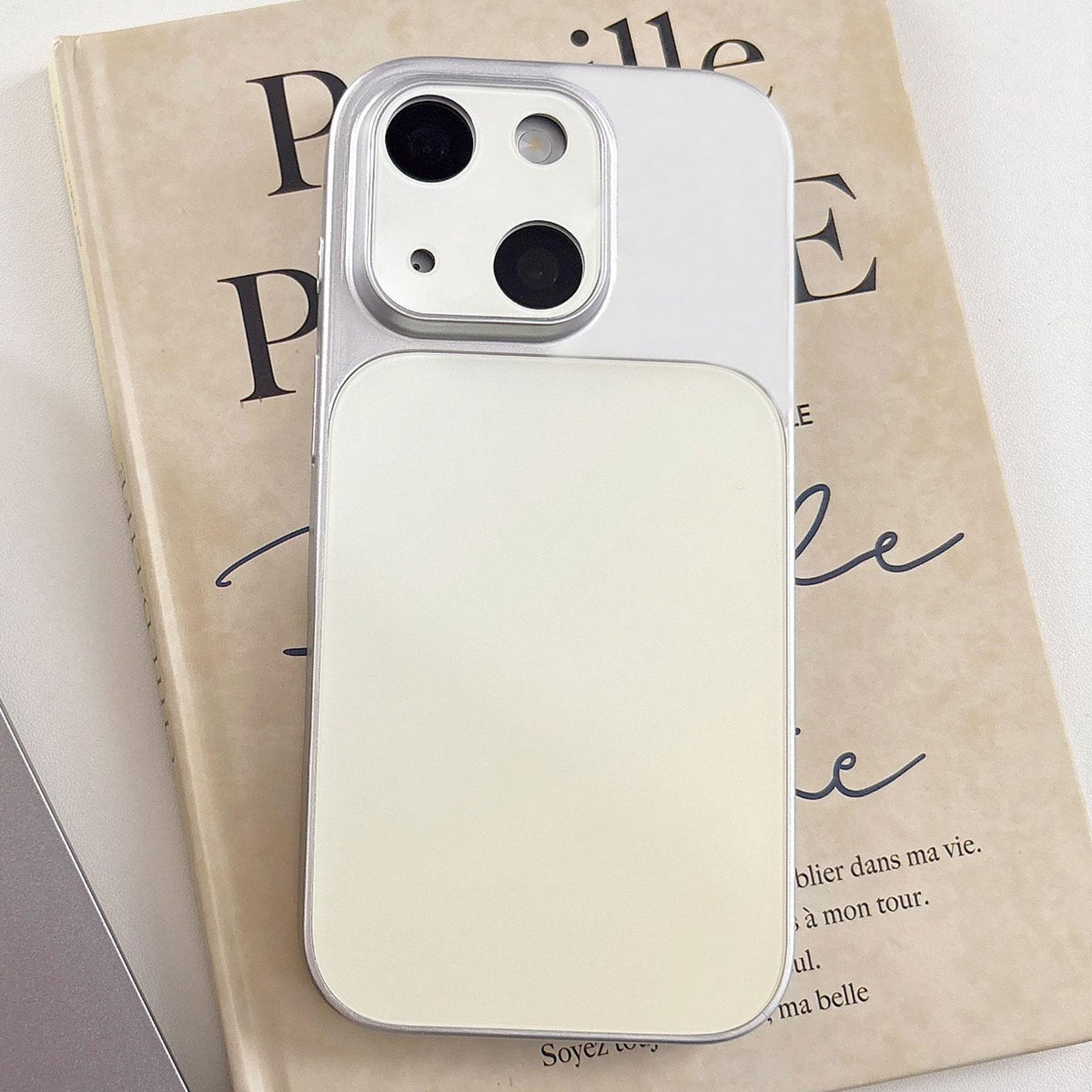 For iPhone 14 Matte Finish Gradient Color Acrylic + PC Phone Case - White - EDA009762510A