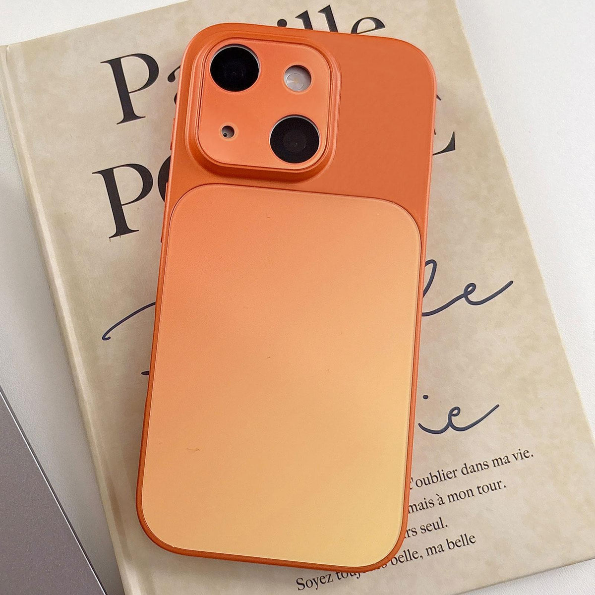 For iPhone 14 Matte Finish Gradient Color Acrylic + PC Phone Case - Orange - EDA009762510C